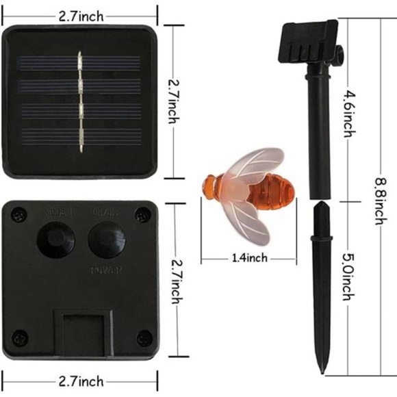 Solar String Lights 20LED Outdoor Waterproof Simulation Honey Bees Decor - Picture 2 of 7